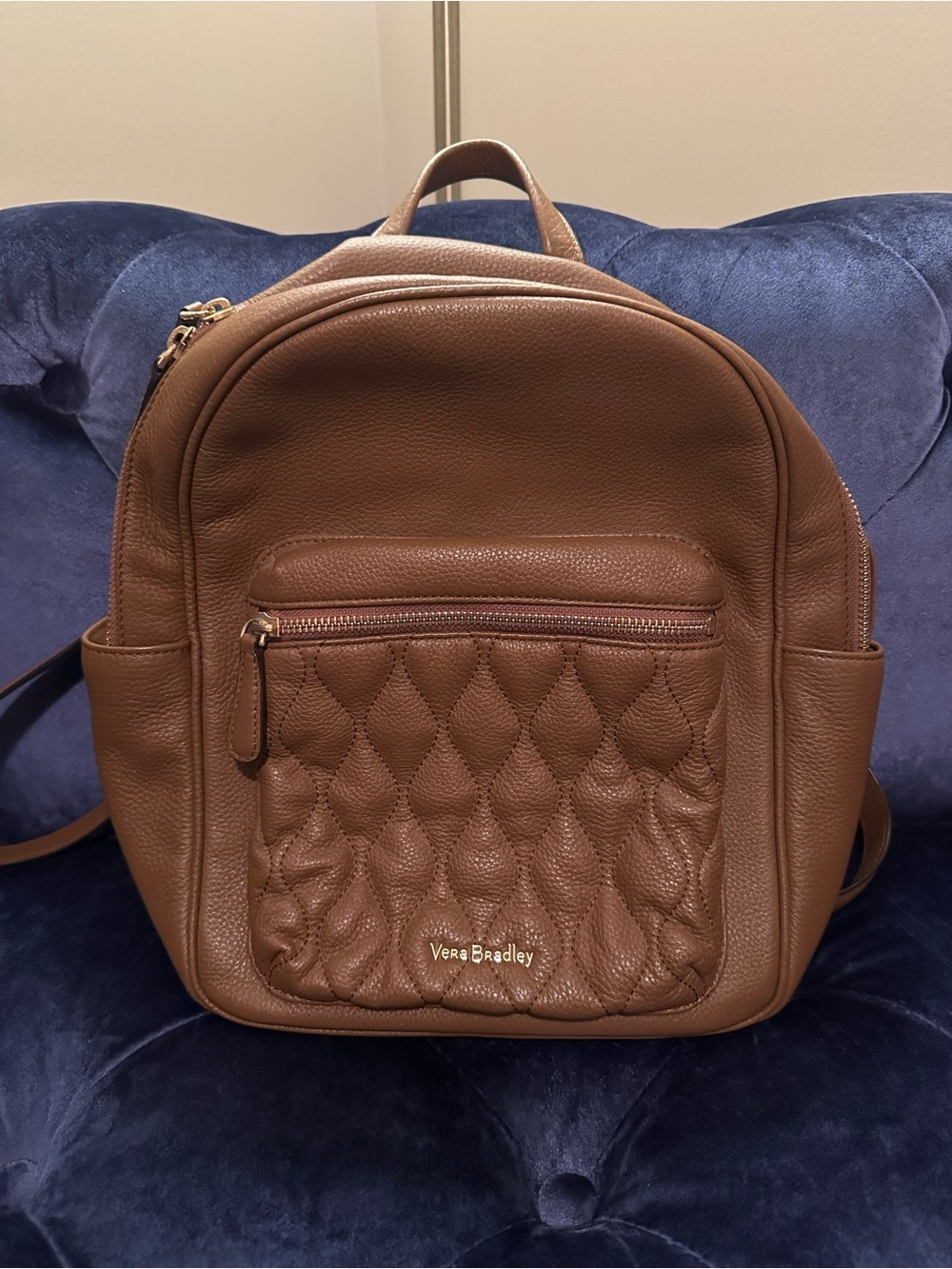 Vera Bradley Brown Quilted Leather Backpack